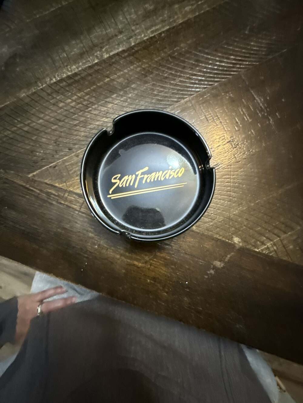 Vintage San Francisco Souvenir Black Ceramic Ashtray